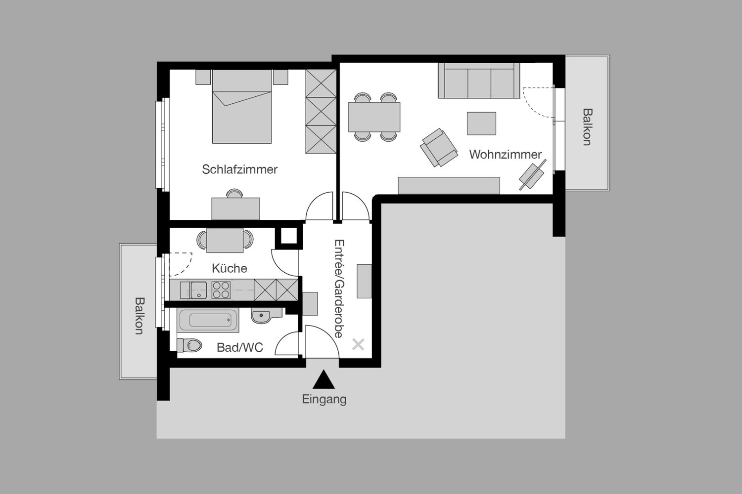 Appartamento ammobiliato di 2 ½ locali