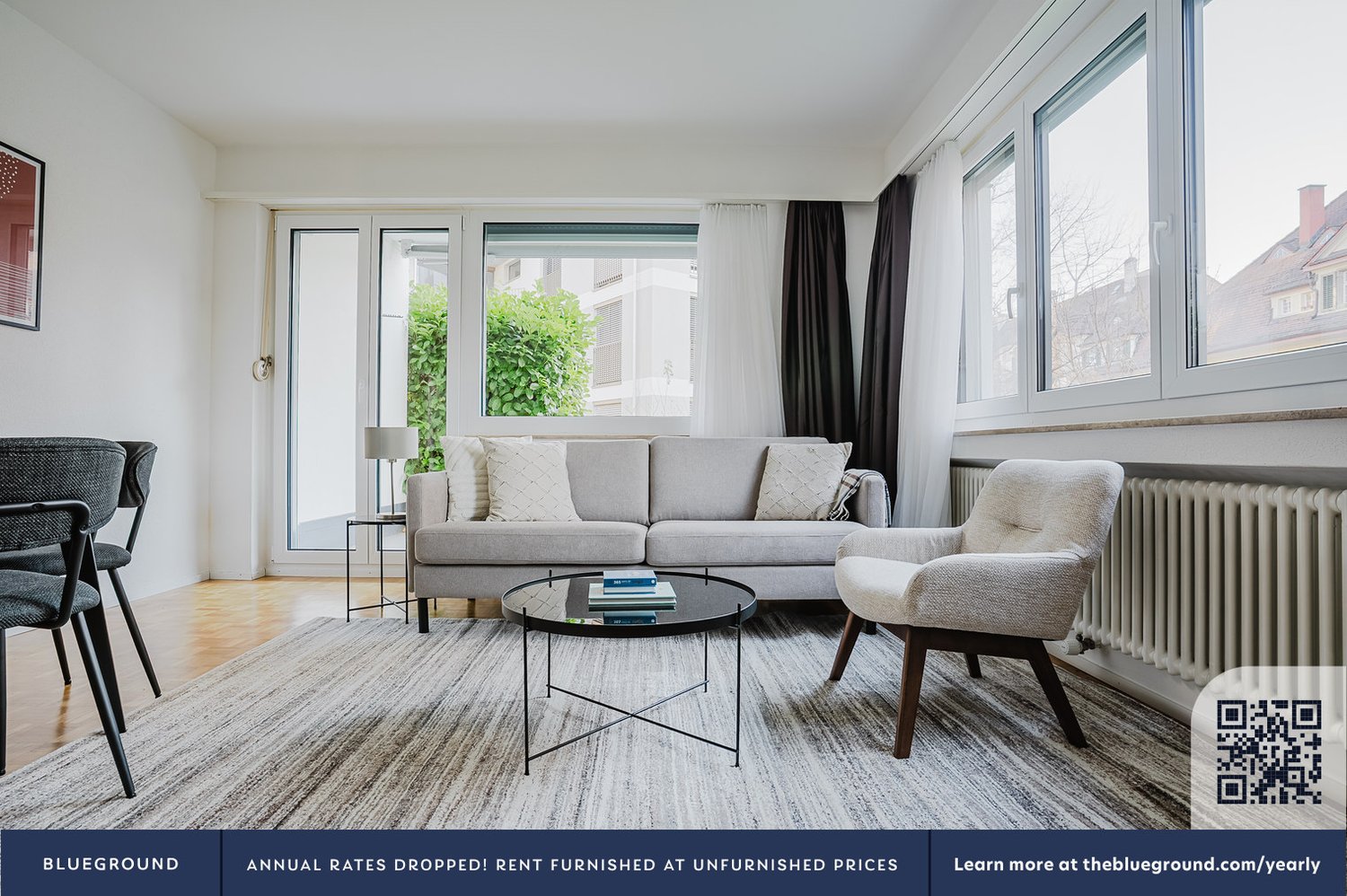 3 rooms furnished flat